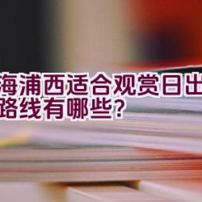 上海浦西适合观赏日出的骑行路线有哪些？