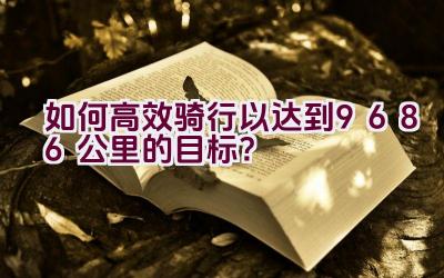 如何高效骑行以达到9686公里的目标？插图