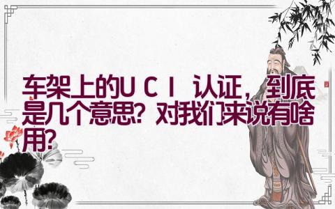 车架上的UCI认证，到底是几个意思？对我们来说有啥用？插图