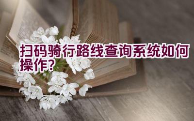 扫码骑行路线查询系统如何操作？插图