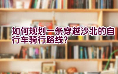 如何规划一条穿越沙北的自行车骑行路线？插图